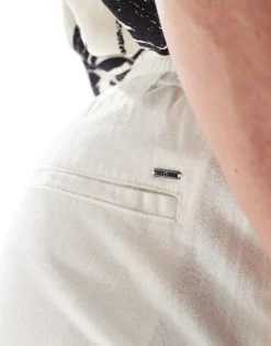 ONLY & SONS Loose Fit Linen Mix Trouser In White For Men Bright White -Modern Clothing Shop 206130116 5