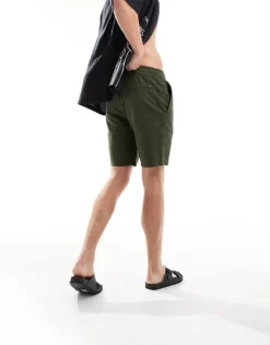 ONLY & SONS Linen Mix Elasticated Waist Shorts In Khaki For Men Olive Night -Modern Clothing Shop 206130167 3