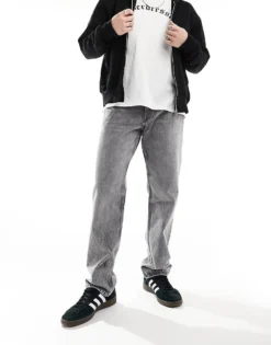 ONLY & SONS Edge Straight Fit Jeans In Washed Grey For Men Medium Grey Denim