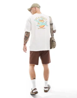 ONLY & SONS Relaxed Fit T-shirt With Acapulco Back Print In Off White For Men Cloud Dancer
