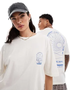 ONLY & SONS Relaxed Fit T-shirt With Astra Back Print In White For Unisex Cloud Dancer