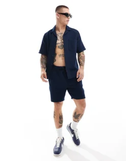 ONLY & SONS Waffle Short Co-ord In Navy For Men Navy Blazer -Modern Clothing Shop 206194985 1 navyblazer 1