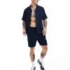 ONLY & SONS Waffle Short Co-ord In Navy For Men Navy Blazer