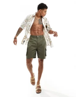 ONLY & SONS Relaxed Fit Ripstop Shirt In Tonal Leaf Print For Men Antique White