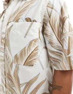 ONLY & SONS Relaxed Fit Ripstop Shirt In Tonal Leaf Print For Men Antique White -Modern Clothing Shop 206194994 4