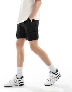ONLY & SONS Pull On Technical Cargo Short In Black For Men
