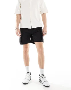 ONLY & SONS Pull On Technical Cargo Short In Black For Men -Modern Clothing Shop 206195008 3