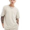 ONLY & SONS Relaxed Fit Textured T-shirt Co-ord In Beige For Men Silver Lining
