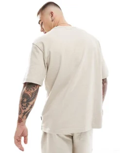 ONLY & SONS Relaxed Fit Textured T-shirt Co-ord In Beige For Men Silver Lining -Modern Clothing Shop 206195115 3