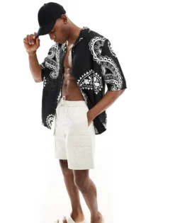 ONLY & SONS Revere Collar Shirt With Paisley Print In Black For Men -Modern Clothing Shop 206195177 1 black 1