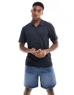 ONLY & SONS Revere Collar Polo In Navy For Men Dark Navy