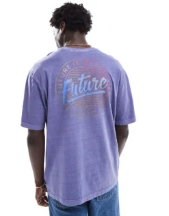 ONLY & SONS Relaxed Fit T-shirt With Retro Future Back Print In Washed Purple For Men Dusted Peri -Modern Clothing Shop 206195309 1 dustedperi 1