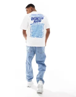 ONLY & SONS Relaxed Fit T-shirt With Distorted Back Print In White For Men Cloud Dancer