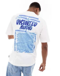 ONLY & SONS Relaxed Fit T-shirt With Distorted Back Print In White For Men Cloud Dancer -Modern Clothing Shop 206195331 4