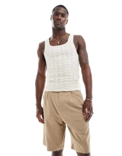 ONLY & SONS Loose Fit Pleated Tailored Short In Beige For Men Chinchilla