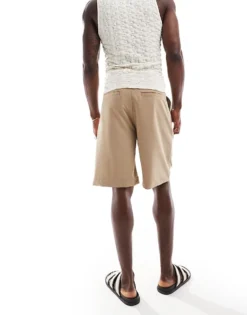 ONLY & SONS Loose Fit Pleated Tailored Short In Beige For Men Chinchilla -Modern Clothing Shop 206195349 3