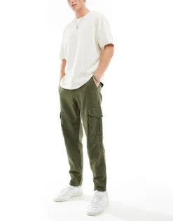 ONLY & SONS Linen Mix Tapered Cargo Trouser In Khaki For Men Olive Night -Modern Clothing Shop 206195418 1 olivenight 1
