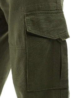 ONLY & SONS Linen Mix Tapered Cargo Trouser In Khaki For Men Olive Night -Modern Clothing Shop 206195418 3