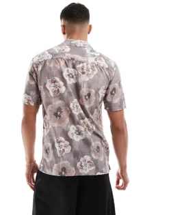 ONLY & SONS Revere Collar Regular Fit Shirt With Blurred Floral Print For Men Moonstruck -Modern Clothing Shop 206195521 3