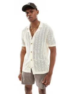 ONLY & SONS Open Knit Shirt In Off White For Men Antique White -Modern Clothing Shop 206195531 1 antiquewhite 1