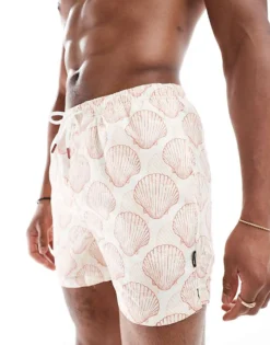 ONLY & SONS Swim Shorts In White Shell Print For Men Anitque White -Modern Clothing Shop 206195629 3