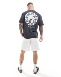ONLY & SONS Relaxed Fit T-shirt With Butterfly Back Print In Washed Black For Men -Modern Clothing Shop 206195654 1 black 1