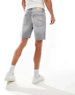 ONLY & SONS Regular Fit Distressed Denim Shorts In Washed Grey For Men Light Grey Denim -Modern Clothing Shop 206195763 3