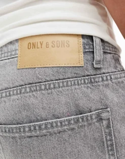 ONLY & SONS Regular Fit Distressed Denim Shorts In Washed Grey For Men Light Grey Denim -Modern Clothing Shop 206195763 4
