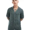ONLY & SONS Open Knit Shirt In Teal For Men Balsam Green
