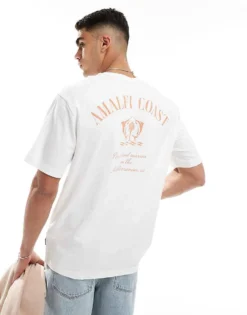 ONLY & SONS Relaxed Fit T-shirt With Amalfi Coast Back Print In Off White For Men Bright White -Modern Clothing Shop 206195881 1 brightwhite 1