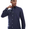 ONLY & SONS Linen Mix Long Sleeve Shirt In Navy For Men Night Sky
