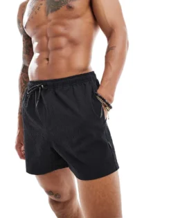 ONLY & SONS Swim Short In Seersucker Black For Men -Modern Clothing Shop 206195920 1 black 1