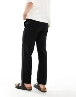 ONLY & SONS Linen Mix Loose Fit Trousers In Black For Men -Modern Clothing Shop 206195962 4