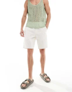 ONLY & SONS Pull On Cord Short In Off White For Men Star White -Modern Clothing Shop 206196005 4