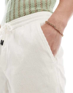 ONLY & SONS Pull On Cord Short In Off White For Men Star White -Modern Clothing Shop 206196005 5