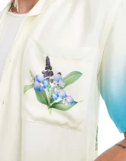 ONLY & SONS Revere Collar Shirt With Floral Print In Blue Ombre For Men Blithe -Modern Clothing Shop 206196027 4