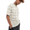 ONLY & SONS Relaxed Fit T-shirt In Tonal Khaki Stripe For Men Tea
