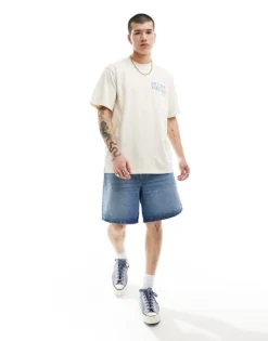 ONLY & SONS Oversized T-shirt With Mountain Back Print In Beige For Men White Swan (latte) -Modern Clothing Shop 206252721 3