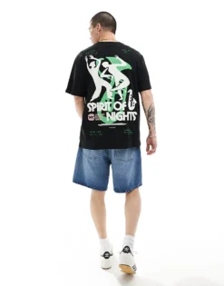 ONLY & SONS Super Oversized T-shirt With Spirit Back Print In Black For Men -Modern Clothing Shop 206252743 1 black 1