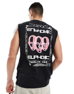 ONLY & SONS Oversized Vest With Euphoric Back Print In Black For Men -Modern Clothing Shop 206252766 4