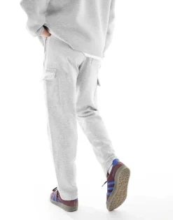 ONLY & SONS Straight Fit Cargo Jogger In Light Grey Melange For Men -Modern Clothing Shop 206299476 3