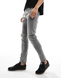 ONLY & SONS Slim Tapered Fit Jeans In Washed Grey For Men Grey Denim -Modern Clothing Shop 206299580 4