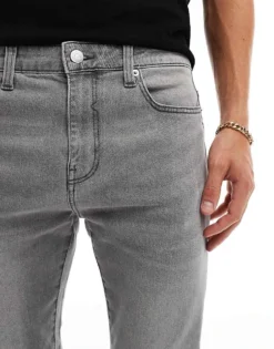ONLY & SONS Slim Tapered Fit Jeans In Washed Grey For Men Grey Denim -Modern Clothing Shop 206299580 5