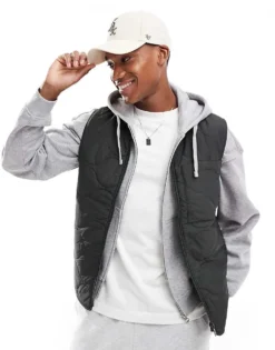 ONLY & SONS Onion Quilted Gilet In Dark Green For Men Peat