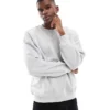 ONLY & SONS Oversized Crew Neck Sweat In Light Grey For Men Light Grey Melange