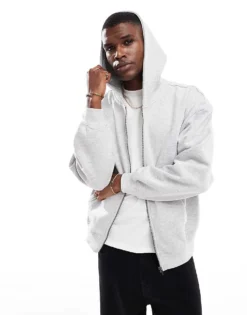 ONLY & SONS Oversized Zip Thru Hoodie In Light Grey For Men Light Grey Melange -Modern Clothing Shop 206299680 1 lightgreymelange 1