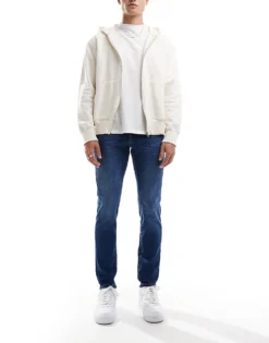 ONLY & SONS Loom Slim Fit Jeans In Washed Indigo For Men Dark Blue Denim -Modern Clothing Shop 206299719 1 darkbluedenim 1