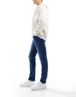 ONLY & SONS Loom Slim Fit Jeans In Washed Indigo For Men Dark Blue Denim -Modern Clothing Shop 206299719 3