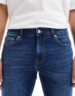 ONLY & SONS Loom Slim Fit Jeans In Washed Indigo For Men Dark Blue Denim -Modern Clothing Shop 206299719 5