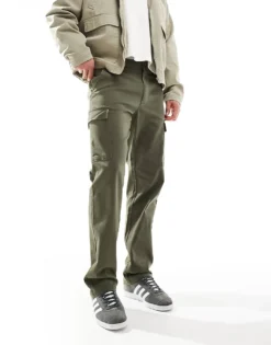 ONLY & SONS Straight Fit Cargo In Khaki For Men Olive Night -Modern Clothing Shop 206299748 5